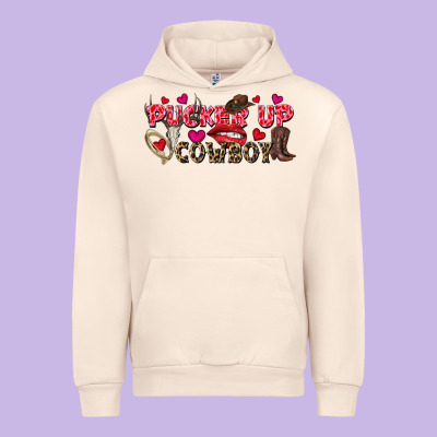 Pucker Up Cowboy Valentine's Day Urban Hoodie Designed By Fadigitalartstudio