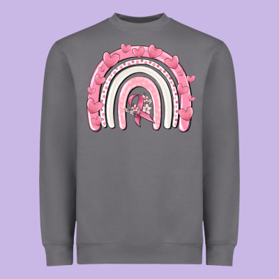 Breast Cancer  Rainbow Heavyweight Sweatshirt Designed By Maliassmallbusiness