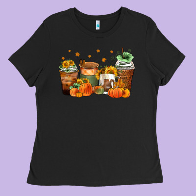 Fall Coffee Cups Ladies Tee Designed By Zillion Design Studio