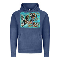 Vintage Denim turquoise cowhide leopard background Vintage Hoodie - AdoDesignShop
