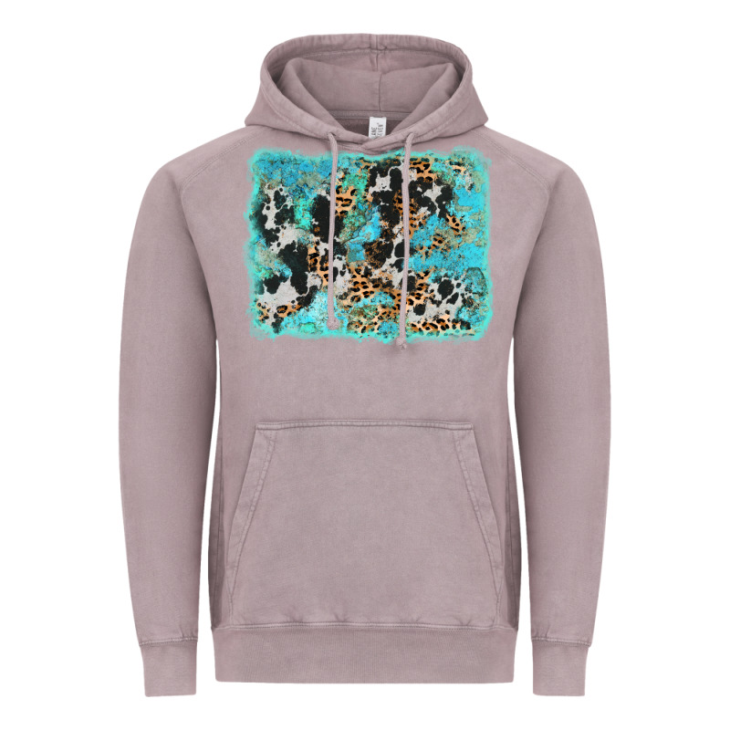 Turquoise Cowhide Leopard Background Vintage Hoodie by AdoDesignShop | Teevron