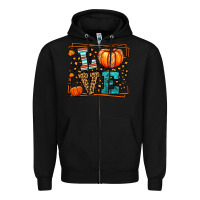 Black Fall Autumn Leopard Love Pumpkin Zipper Hoodie - LillyAllenDesigns