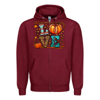 Burgundy Fall Autumn Leopard Love Pumpkin Zipper Hoodie - LillyAllenDesigns