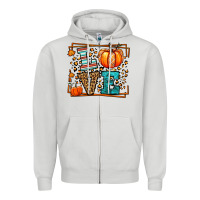 Dove Grey Fall Autumn Leopard Love Pumpkin Zipper Hoodie - LillyAllenDesigns