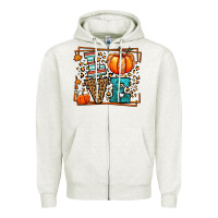 Oatmeal Heather Fall Autumn Leopard Love Pumpkin Zipper Hoodie - LillyAllenDesigns