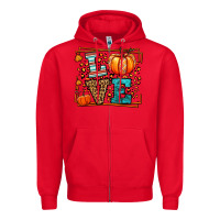 Red Fall Autumn Leopard Love Pumpkin Zipper Hoodie - LillyAllenDesigns