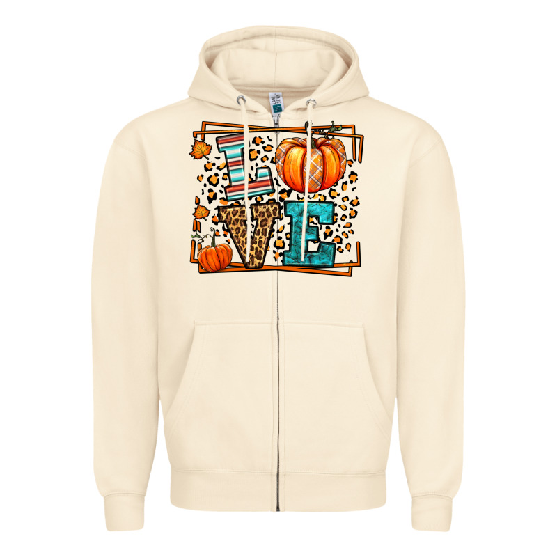 Fall Autumn Leopard Love Pumpkin Zipper Hoodie by LillyAllenDesigns | Teevron