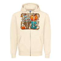 Sandshell Fall Autumn Leopard Love Pumpkin Zipper Hoodie - LillyAllenDesigns