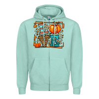 Seafoam Fall Autumn Leopard Love Pumpkin Zipper Hoodie - LillyAllenDesigns
