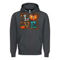 Smoke Fall Autumn Leopard Love Pumpkin Zipper Hoodie - LillyAllenDesigns