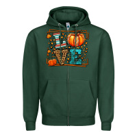Sports Green Fall Autumn Leopard Love Pumpkin Zipper Hoodie - LillyAllenDesigns