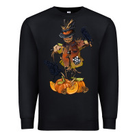Black Scarecrow with Pumpkin Premium Sweatshirt - texasbilliewilder