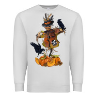 Dove Grey Scarecrow with Pumpkin Premium Sweatshirt - texasbilliewilder