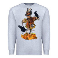 Heather Grey Scarecrow with Pumpkin Premium Sweatshirt - texasbilliewilder