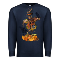 Navy Scarecrow with Pumpkin Premium Sweatshirt - texasbilliewilder