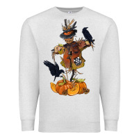 Oatmeal Heather Scarecrow with Pumpkin Premium Sweatshirt - texasbilliewilder