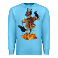 Ocean Blue Scarecrow with Pumpkin Premium Sweatshirt - texasbilliewilder