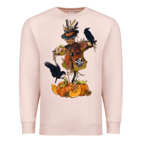 Pale Pink Scarecrow with Pumpkin Premium Sweatshirt - texasbilliewilder
