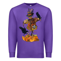 Purple Scarecrow with Pumpkin Premium Sweatshirt - texasbilliewilder