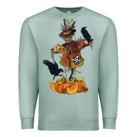 Seafoam Scarecrow with Pumpkin Premium Sweatshirt - texasbilliewilder