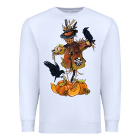 White Scarecrow with Pumpkin Premium Sweatshirt - texasbilliewilder