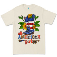Bone all american girl cowboy boot with sunflower Premium Tee - HRA Design Shop