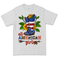 Dove Grey all american girl cowboy boot with sunflower Premium Tee - HRA Design Shop