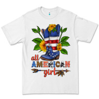 All American Girl Cowboy Boot With Sunflower Premium Tee | Teevron