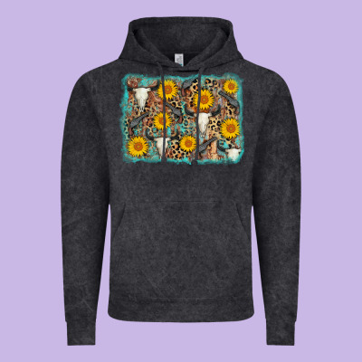 Cow Skull Sunflower Background Vintage Hoodie Designed By Adodesignshop