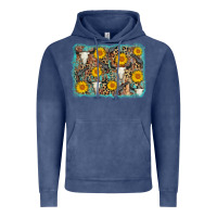 Vintage Denim cow skull sunflower background Vintage Hoodie - AdoDesignShop