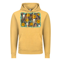 Vintage Mustard cow skull sunflower background Vintage Hoodie - AdoDesignShop