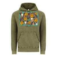 Vintage Olive cow skull sunflower background Vintage Hoodie - AdoDesignShop