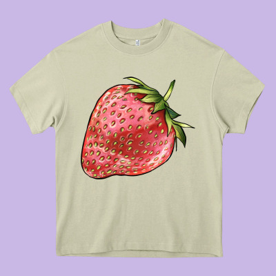 Strawberry Heavy Core Tee Designed By Barkaloodesign
