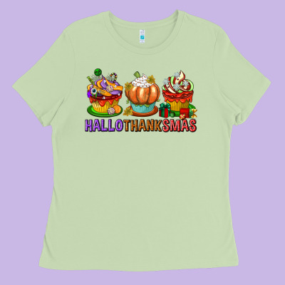 Hallothanksmas Cupcakes Ladies Tee Designed By Texasbilliewilder