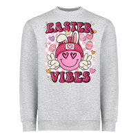 Heather Grey Easter vibes Heavyweight Sweatshirt - MaliasSmallBusiness