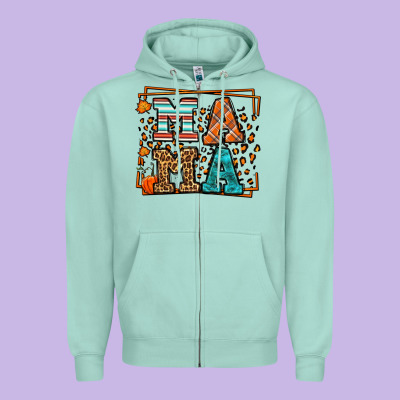 Fall Autumn Leopard Mama Zipper Hoodie Designed By Lillyallendesigns
