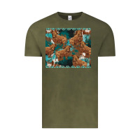 Vintage Olive turquoises gemstones cowhide highlands cow Vintage Tee - BarkalooDesign