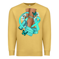 Antique Gold Ovarian Cancer diva teal ribbon Premium Sweatshirt - NancyCooperArtShop