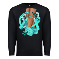 Black Ovarian Cancer diva teal ribbon Premium Sweatshirt - NancyCooperArtShop