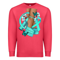 Cardinal Ovarian Cancer diva teal ribbon Premium Sweatshirt - NancyCooperArtShop
