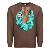 Chestnut Ovarian Cancer diva teal ribbon Premium Sweatshirt - NancyCooperArtShop