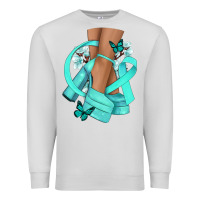 Dove Grey Ovarian Cancer diva teal ribbon Premium Sweatshirt - NancyCooperArtShop