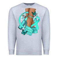 Heather Grey Ovarian Cancer diva teal ribbon Premium Sweatshirt - NancyCooperArtShop