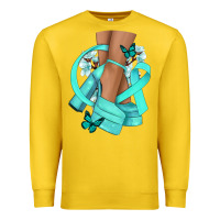 Lemon Ovarian Cancer diva teal ribbon Premium Sweatshirt - NancyCooperArtShop