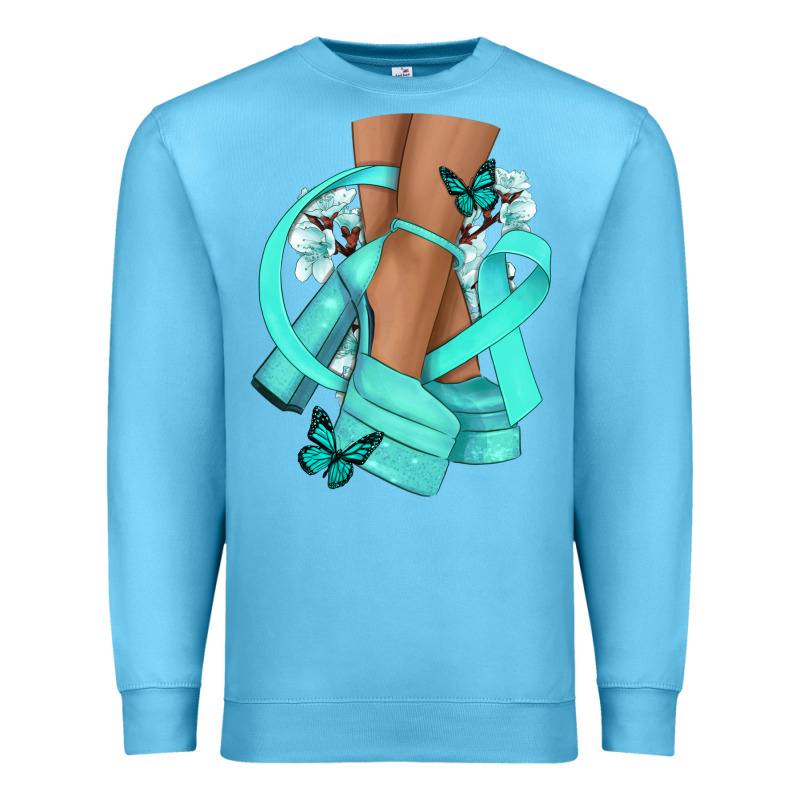 Ovarian Cancer Diva Teal Ribbon Premium Sweatshirt by NancyCooperArtShop | Teevron