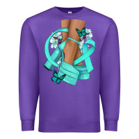 Purple Ovarian Cancer diva teal ribbon Premium Sweatshirt - NancyCooperArtShop