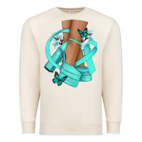 Sandshell Ovarian Cancer diva teal ribbon Premium Sweatshirt - NancyCooperArtShop