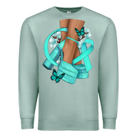 Seafoam Ovarian Cancer diva teal ribbon Premium Sweatshirt - NancyCooperArtShop
