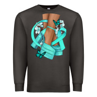 Smoke Ovarian Cancer diva teal ribbon Premium Sweatshirt - NancyCooperArtShop