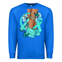 True Royal Ovarian Cancer diva teal ribbon Premium Sweatshirt - NancyCooperArtShop